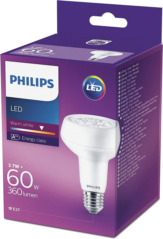 2x Philips LED Reflektor Leuchtmittel Birne Plastik 3.7 W, E27, weiß, 8 x 8 x 11cm