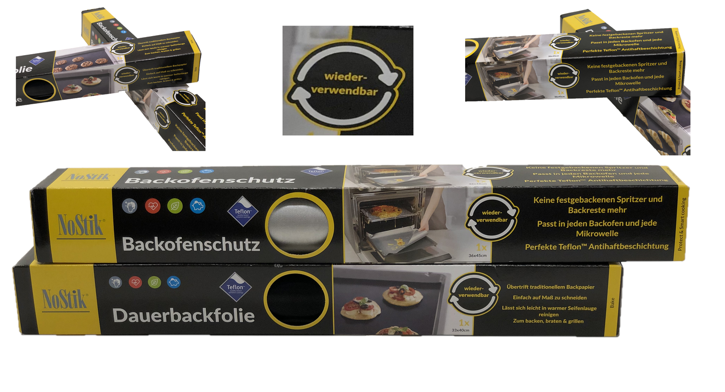 Backofenschutz Dauerbackfolie 2er Set Dauerbackpapier Teflon Backpapier 260°C Küche Backofenschutzfolie