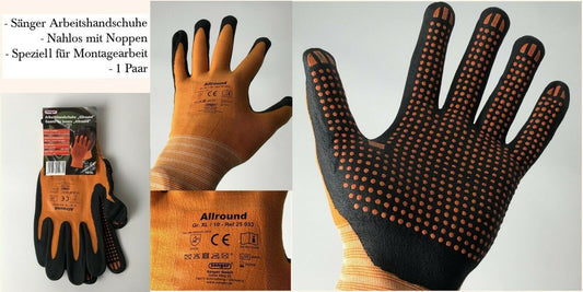 10x Arbeitshandschuhe Montagehandschuhe Garten Handschuhe Schutzhandschuhe + Noppen