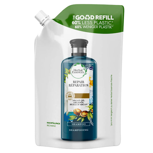 Herbal Essences Repair Shampoo mit Marokkanischem Arganöl, Good Refill Nachfüllpack, Haarpflege Trockenes Haar, 480ml