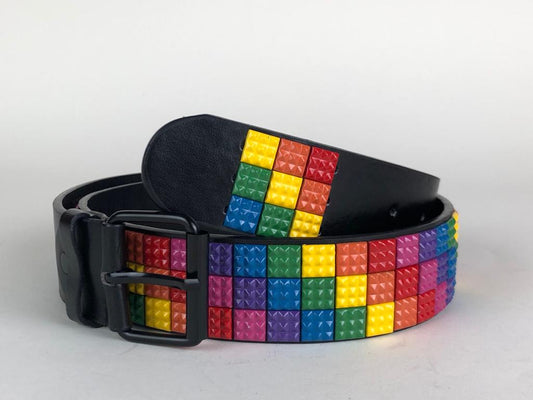 Gürtel Pride Regenbogen Unisex Nietengürtel Pyramidennieten Damen Herren Punk