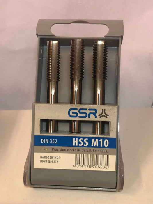 3er Set Handgewindebohrersatz GSR DIN 352 HSS M10