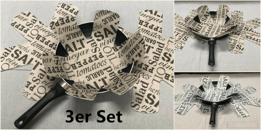 3er Set Pfannenschutz-Pfannenschoner Topf u. Pfannen Kratzschutz Pfanneneinleger