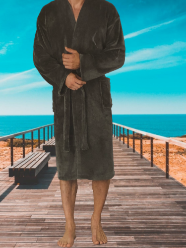 Herren Bademantel Saunamantel Mikrofaser Kuschelig Weich Wellnessmantel L / XL
