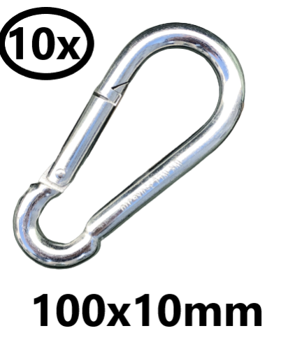 10x Karabinerhaken 100x10m Feuerwehrkarabiner Edelstahl Karabiner 350Kg DIN 5299