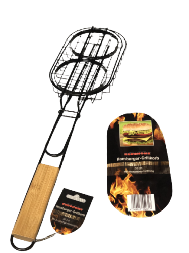 2x Hamburger-Grillkorb, antihaftbeschichtet, Braun Grill BBQ Grillzubehör Eurohome